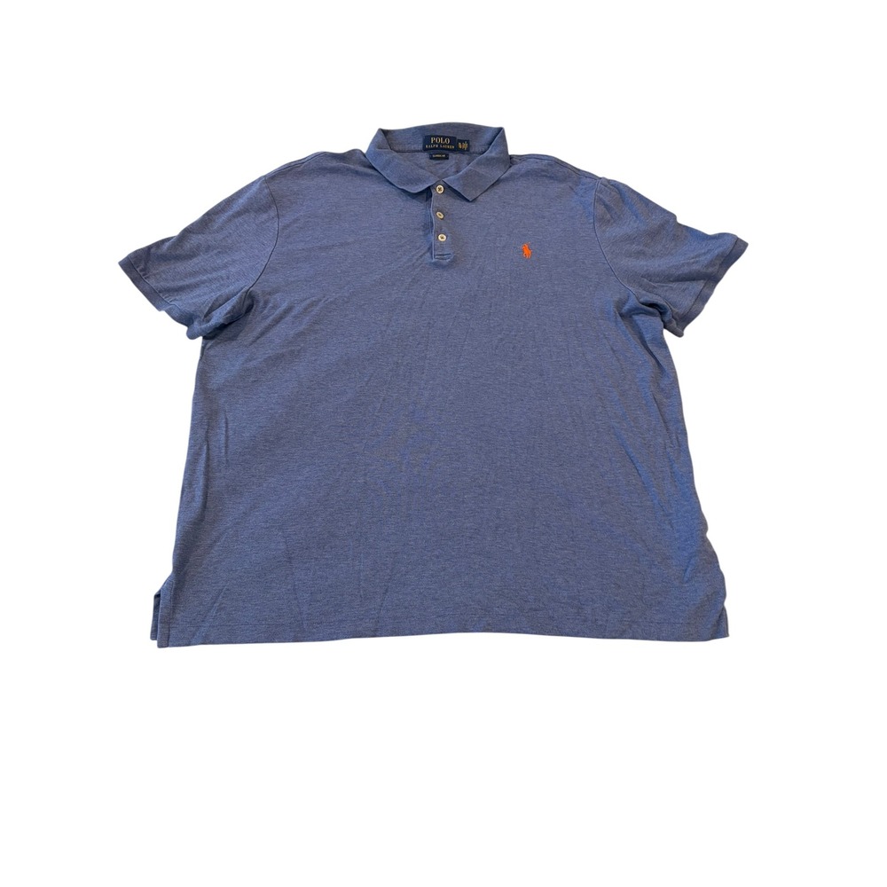 Polo Ralph Lauren Mens XL‎ Classic Fit Polo Shirt Heather Blue Orange Pony Logo